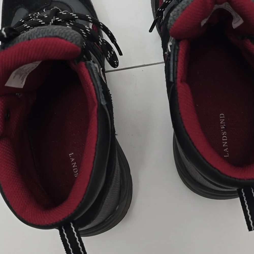 Lands' End Men's Hiking Boots Gray Black Red Size 8.5 D